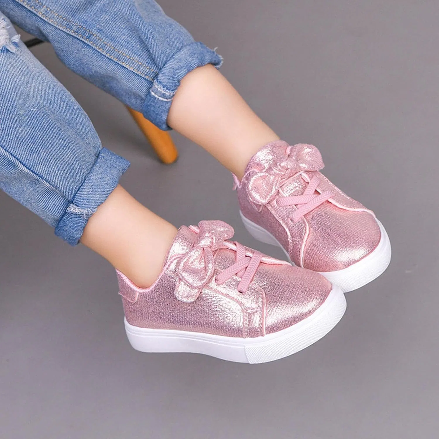 Детские кроссовки для девочек с легким весом IWIHMIV, Pink — фото 3