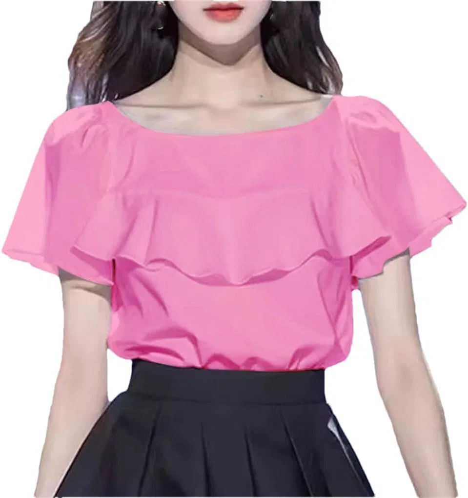 Женская футболка с воланами Vintage, Dark Pink