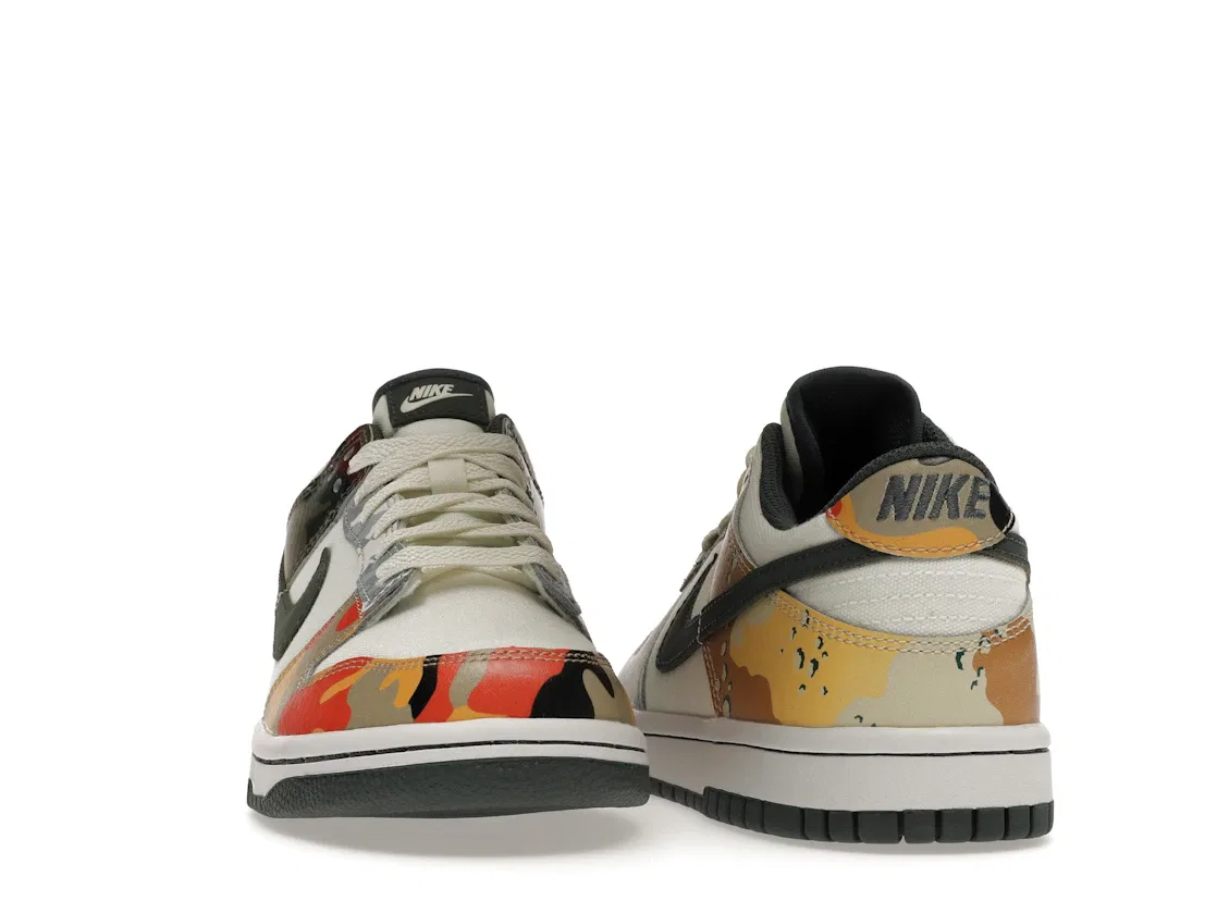 Детские кроссовки с принтом камуфляж Nike Dunk Low Nike, Sail/Vintage Green-Total Orange-White — фото 2
