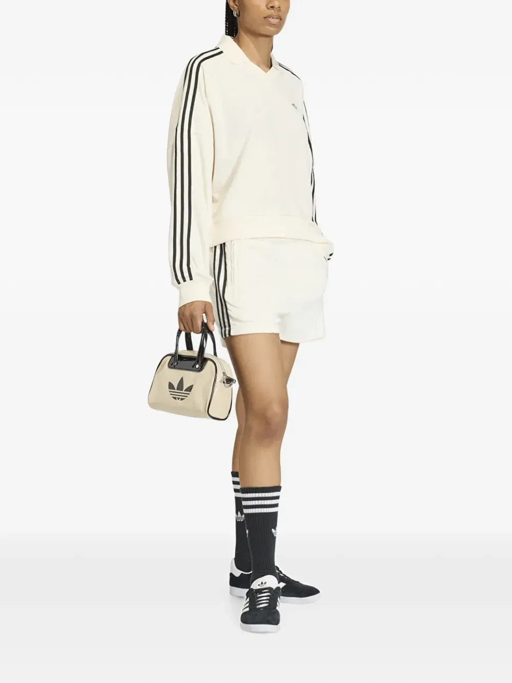 Махровая рубашка поло с V-образным вырезом Adidas, белый — фото 2