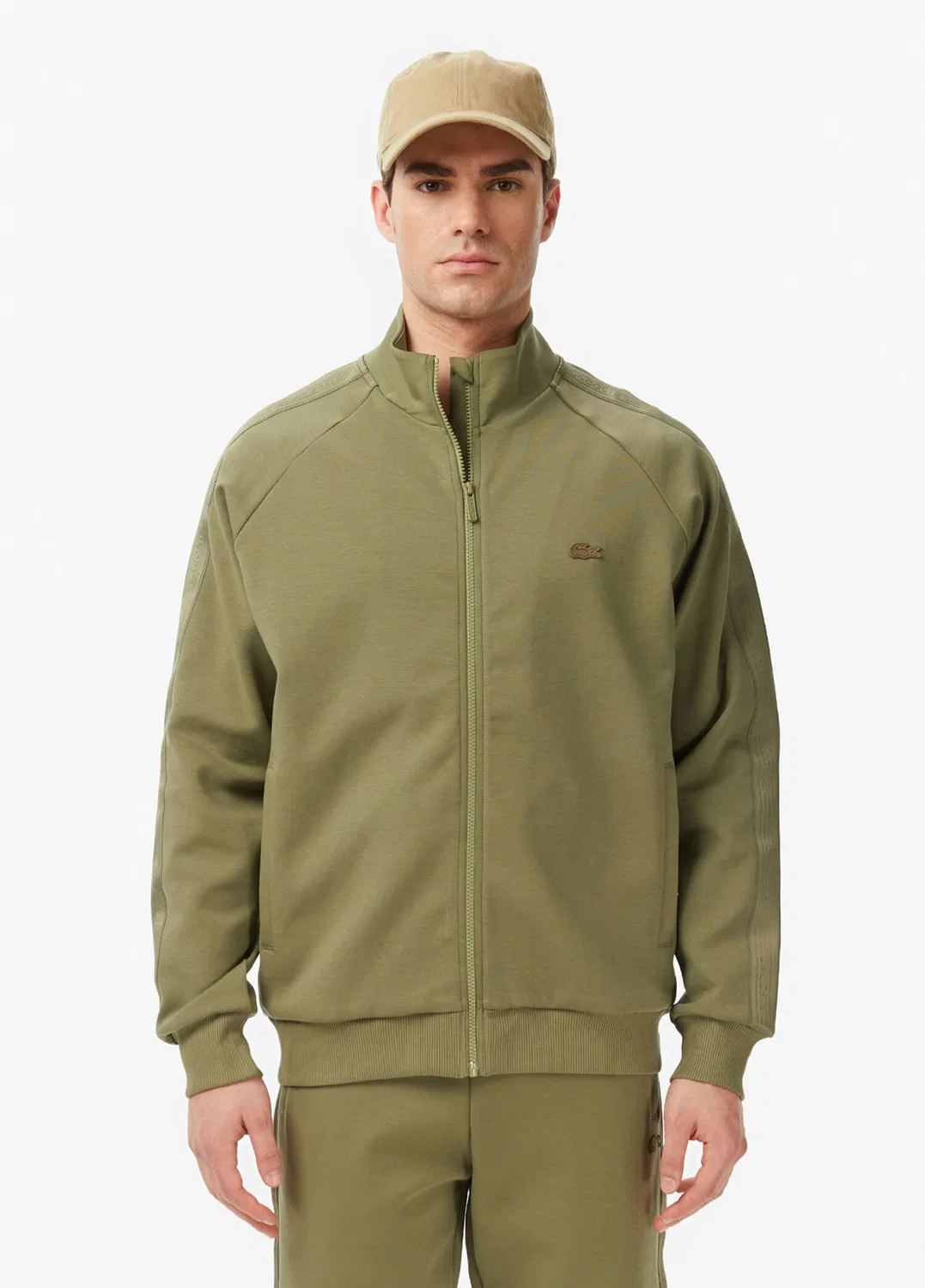 Свитшот с воротником-стойкой на молнии Lacoste, хаки