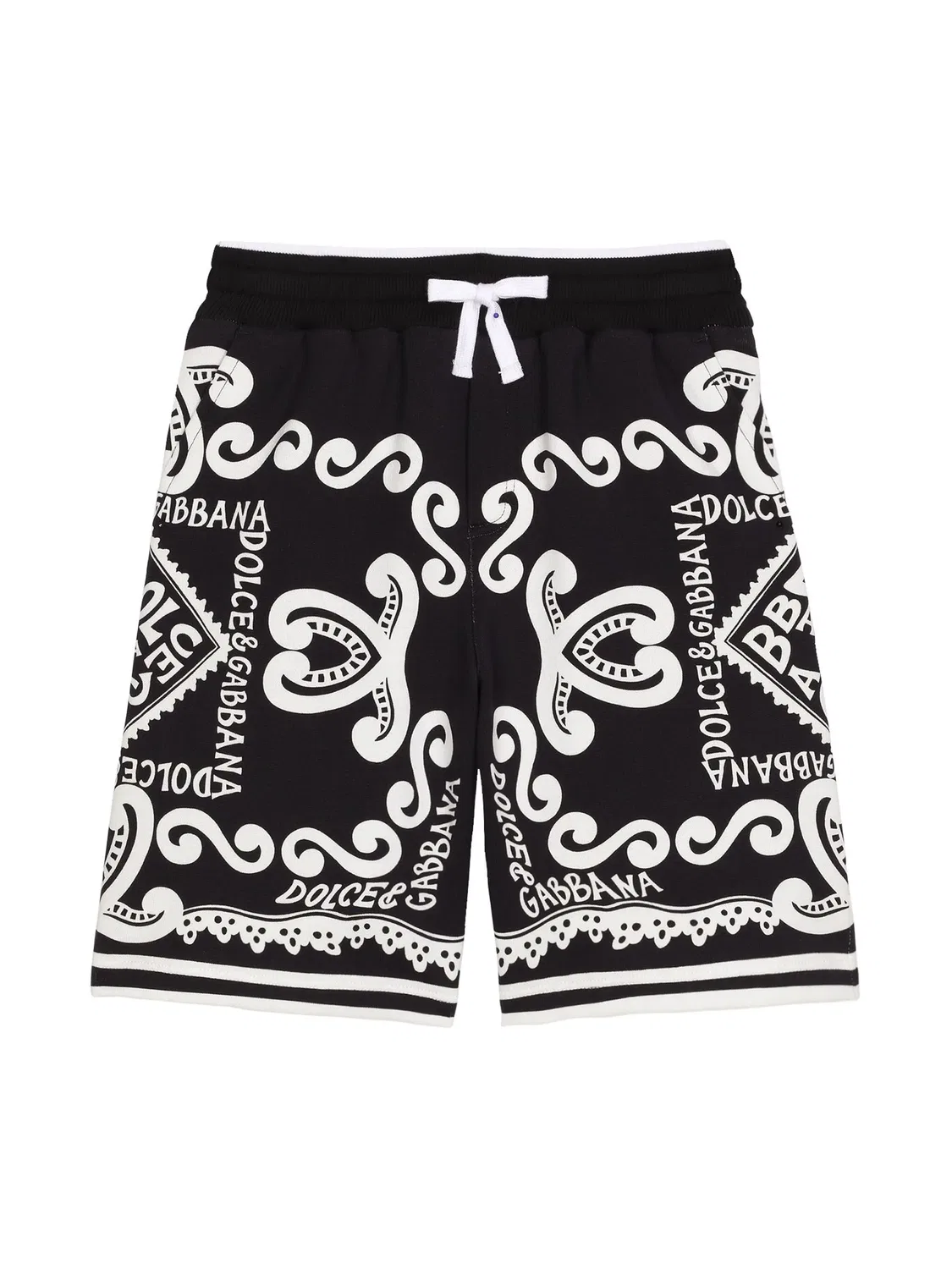 Шорты в морском рисунке с завязками Dolce & Gabbana, черный