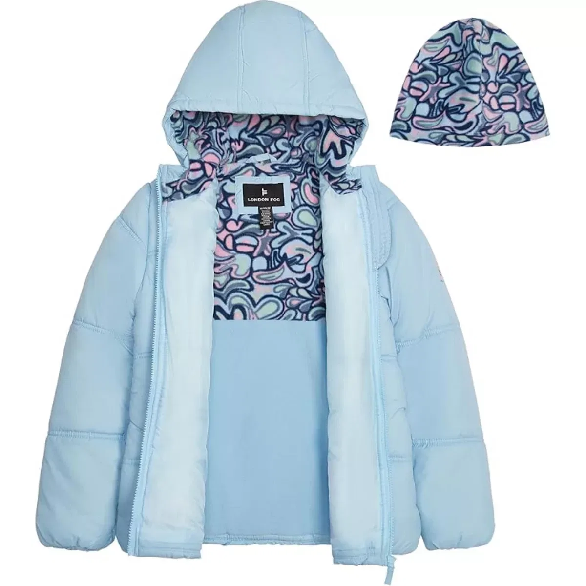 Детская куртка-пуховик для девочек с флисовой подкладкой London Fog, Light Blue — фото 3