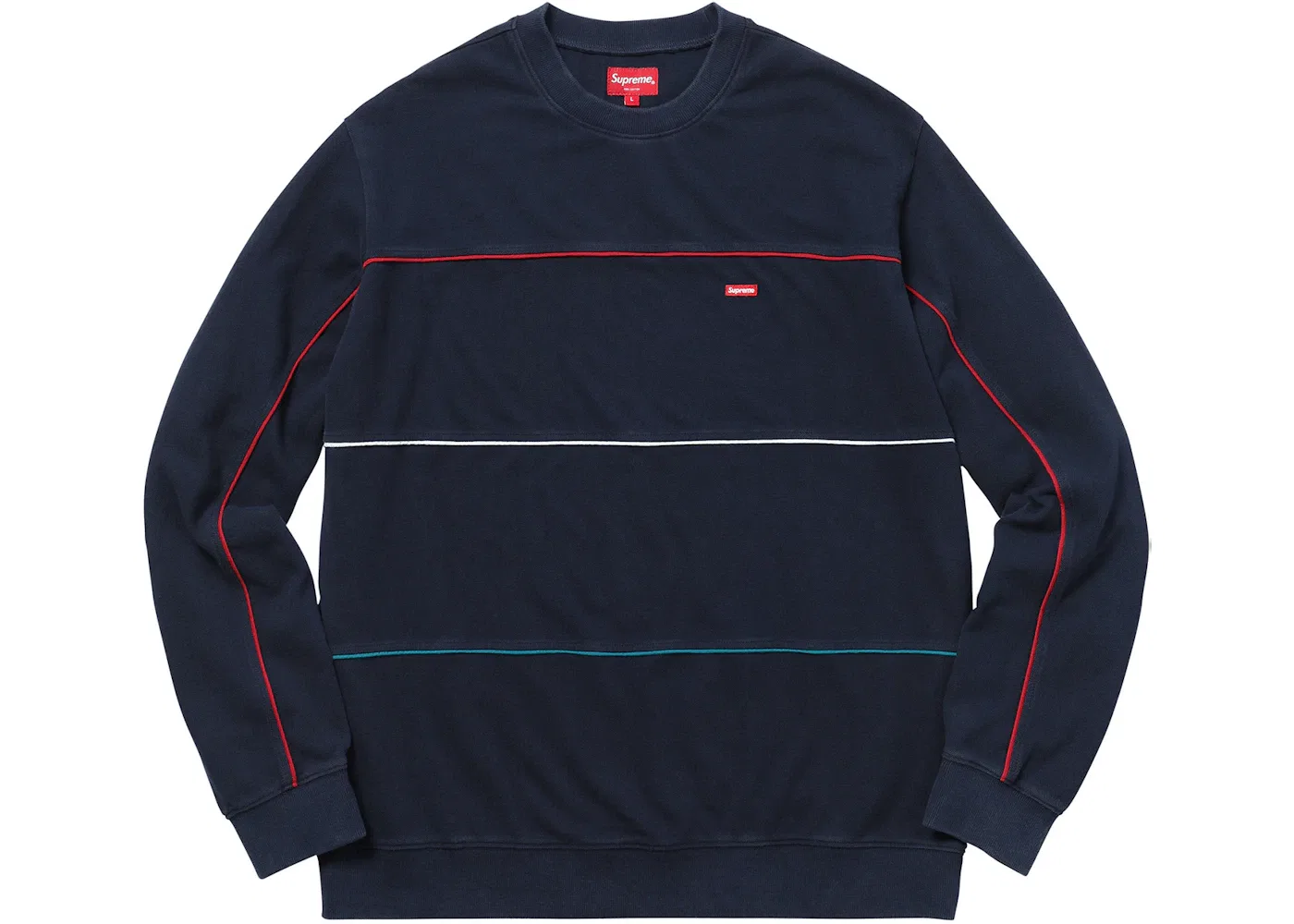 Мужской свитшот с отделкой кантом Supreme Crewneck, Navy