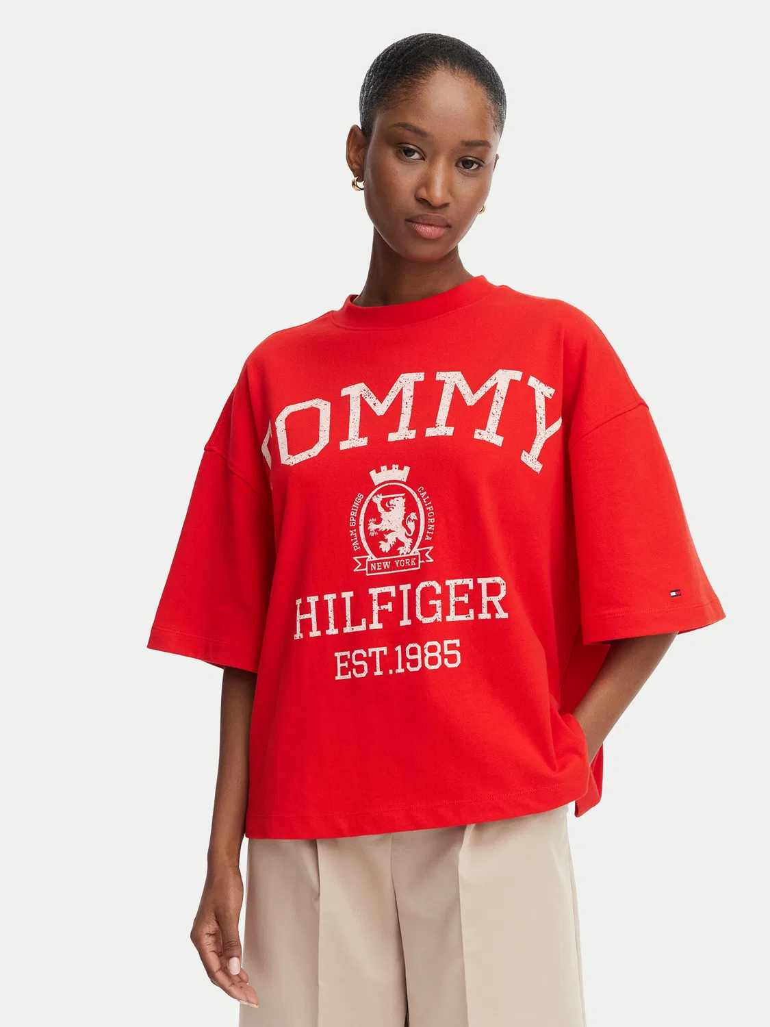 Женская футболка оверсайз Varsity Crest Tommy Hilfiger, красный