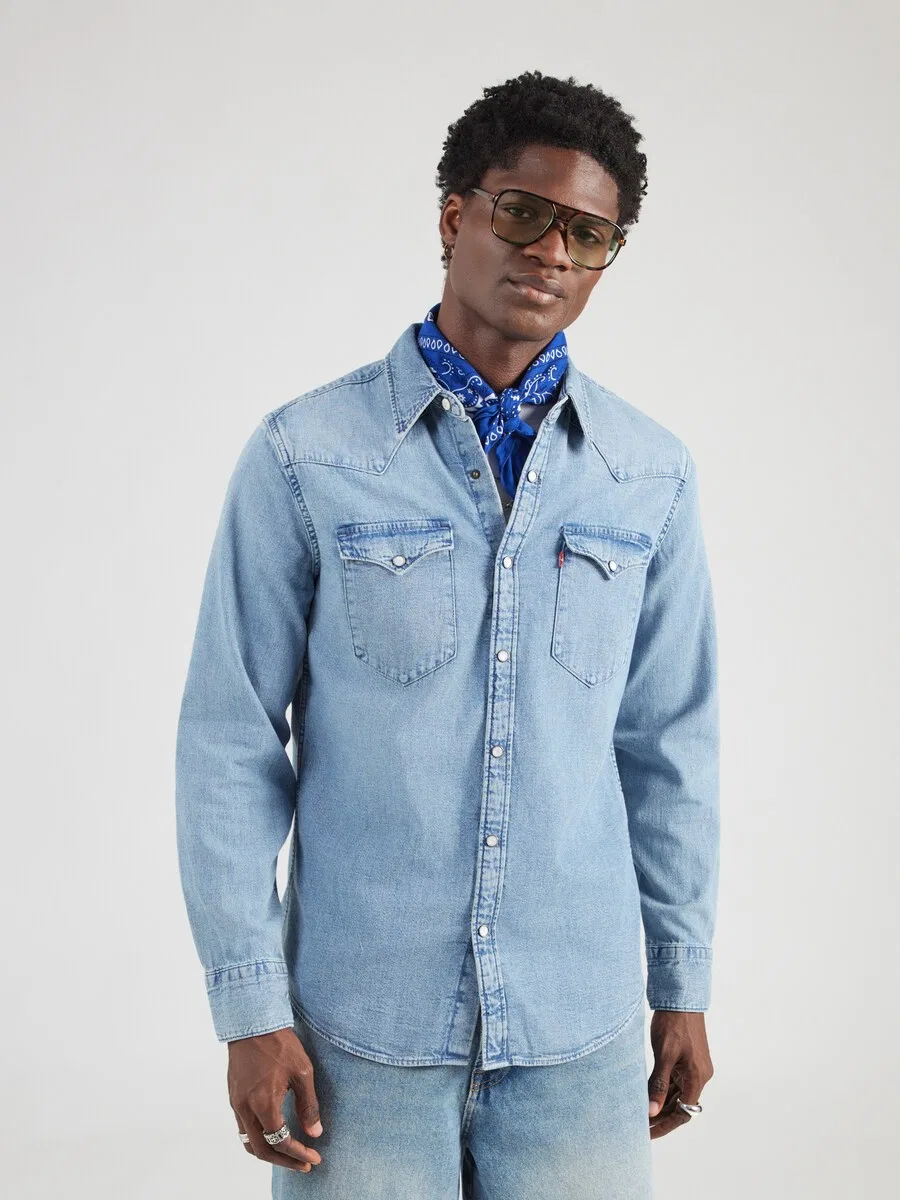 Рубашка LEVI'S Regular fit на пуговицах, модель 'BARSTOW WESTERN', цвет индиго — фото 3