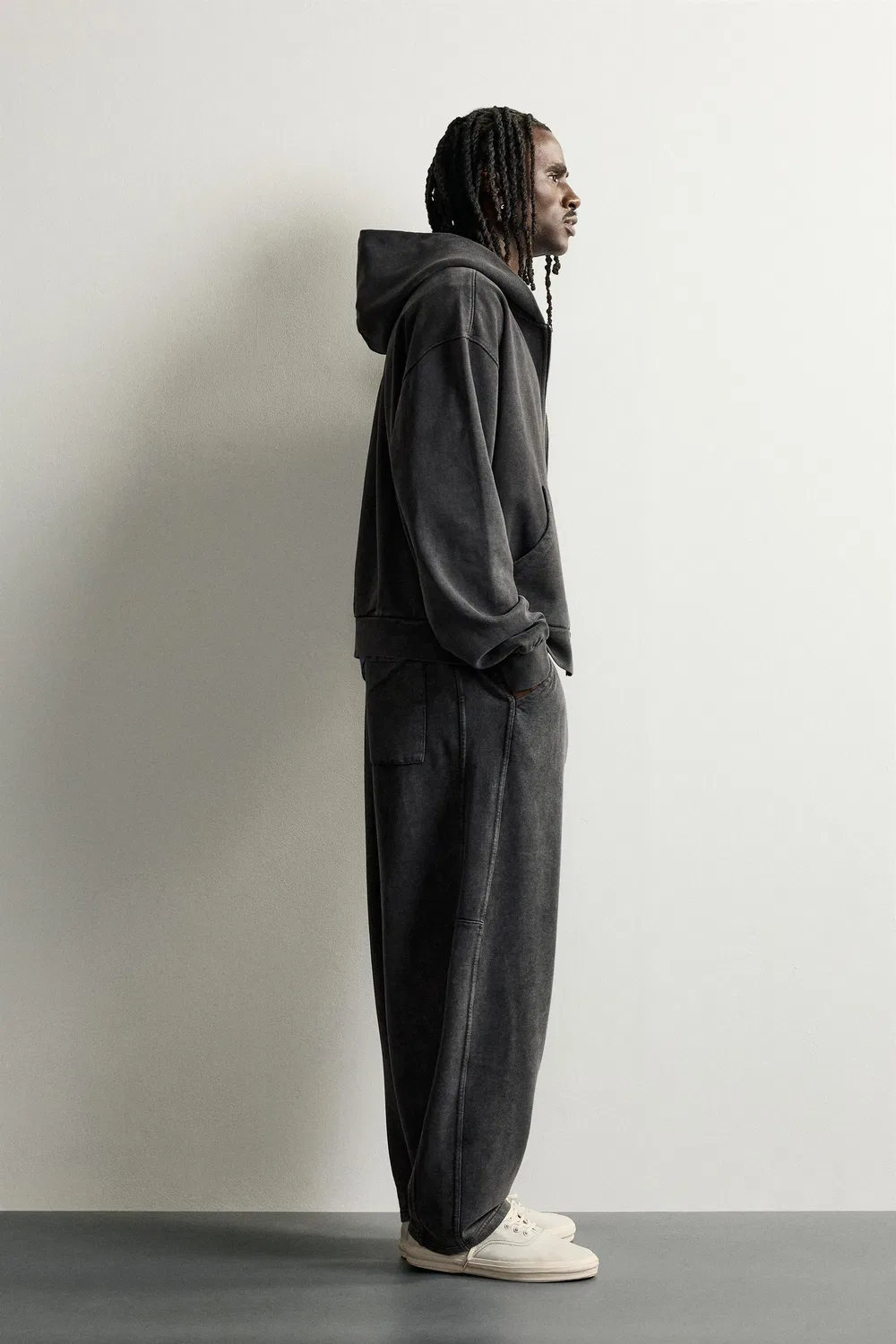 Простые спортивные штаны Balloon Fit ZARA, Dark anthracite — фото 4