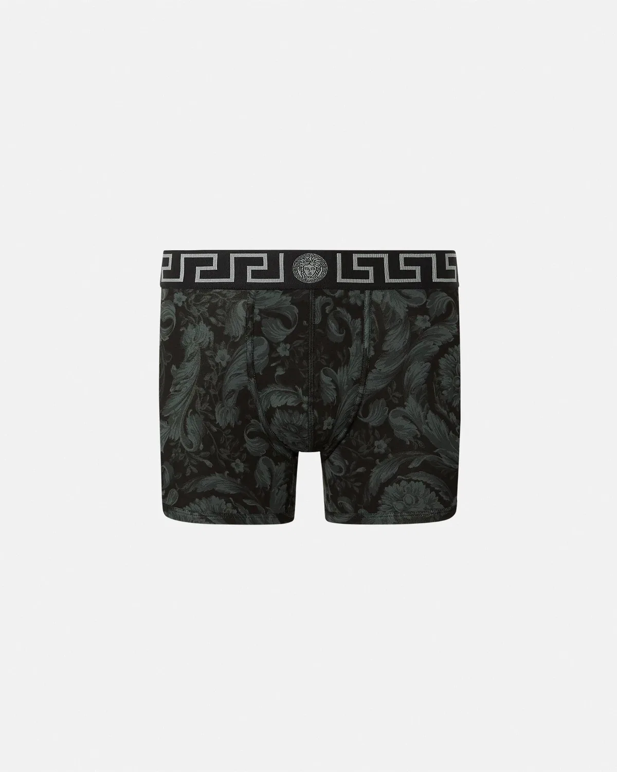 Трикотажные длинные трусы из хлопка с жаккардовым принтом VERSACE, черный