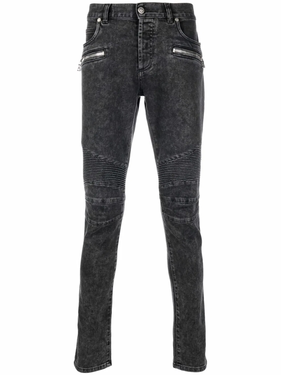 Джинсы Slim-Fit с Ребрами на Коленях Balmain, черный