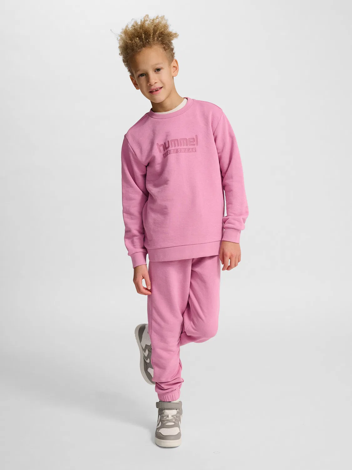 Детский свитшот с круглым вырезом Hmljr Base Hummel, Rosa Bonbonrosa Hellrosa — фото 4