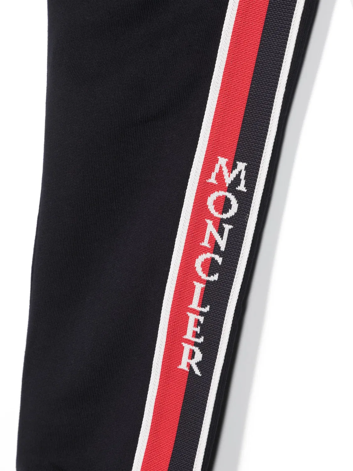Хлопковые спортивные брюки с логотипной полоской Moncler, темно-синий — фото 2