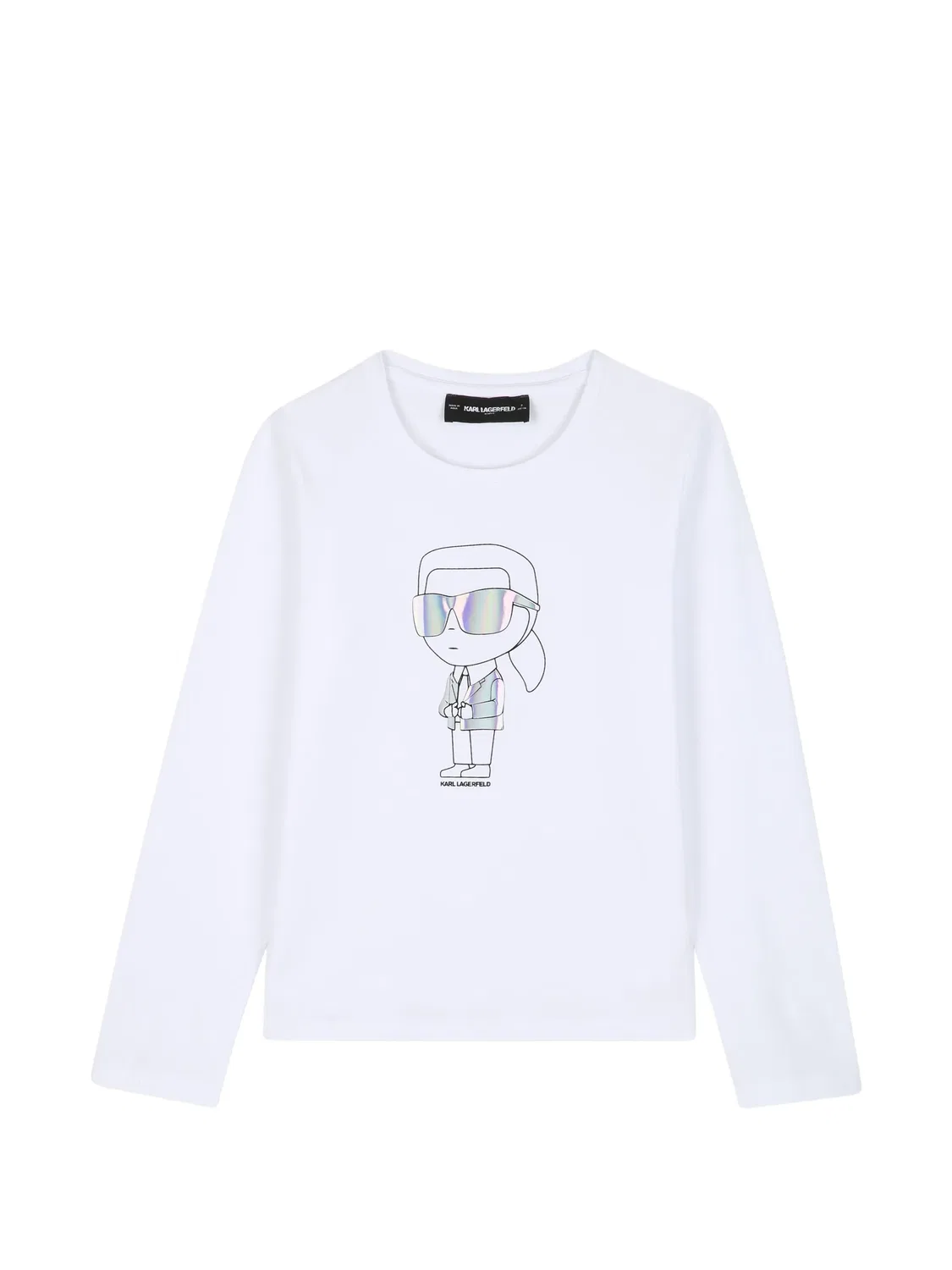 Футболка с длинными рукавами и принтом Ikonik Karl Lagerfeld Kids, белый