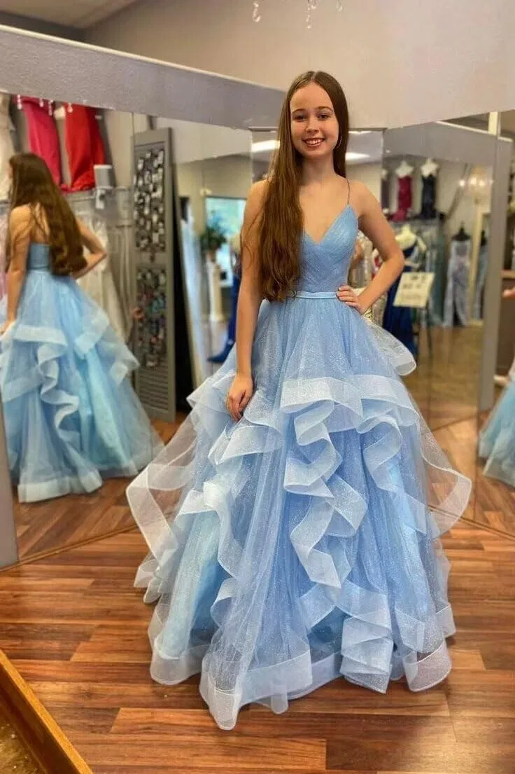 Женское вечернее платье принцессы с блестками из тюля, Turquoise — фото 2