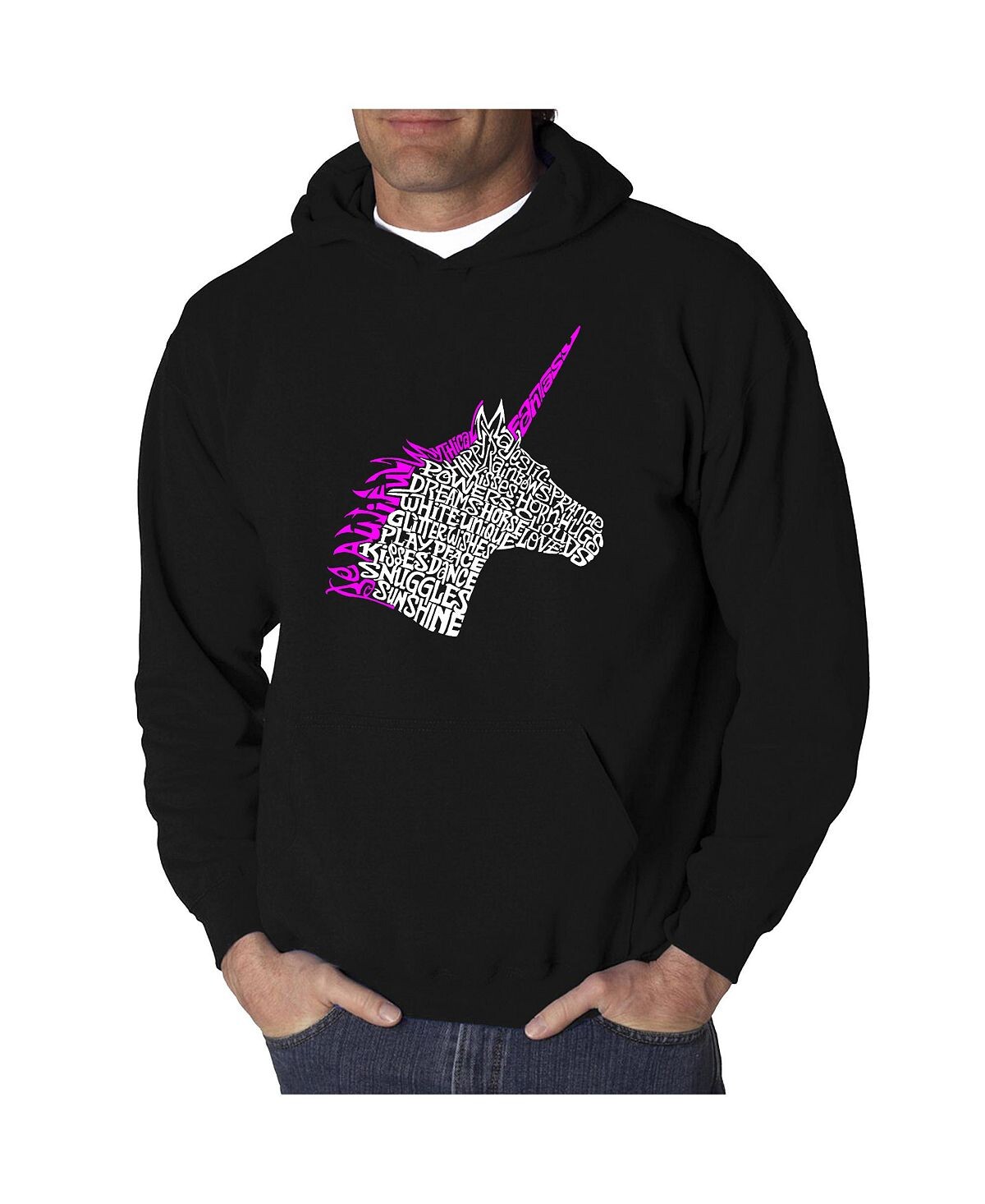 

Мужская толстовка с капюшоном word art - unicorn LA Pop Art, черный