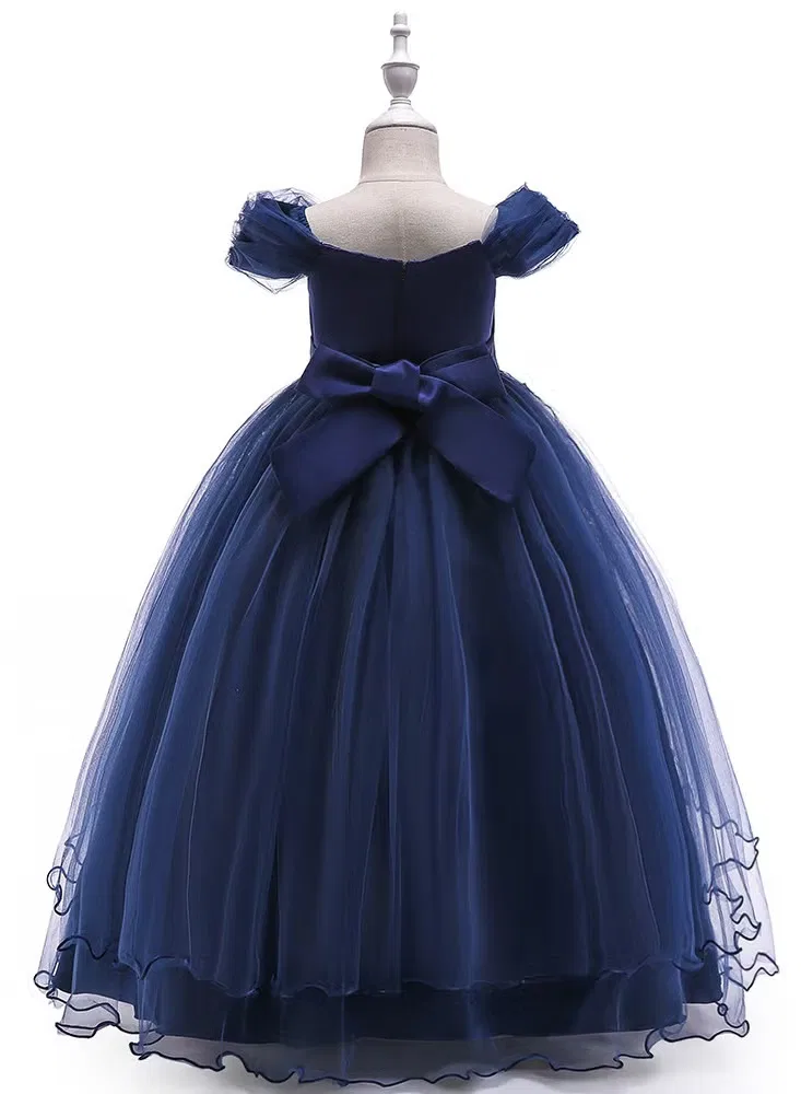 Платье длинное детское для дня рождения и свадьбы Best Gift Fashion, синее — фото 3