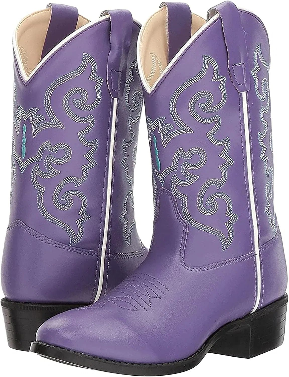 Детские сапоги для девочек с принтом Old West Cowboy Boots Girls Stitching Pull Straps PVC Purple VR9125 Old West Kids Boots, Purple