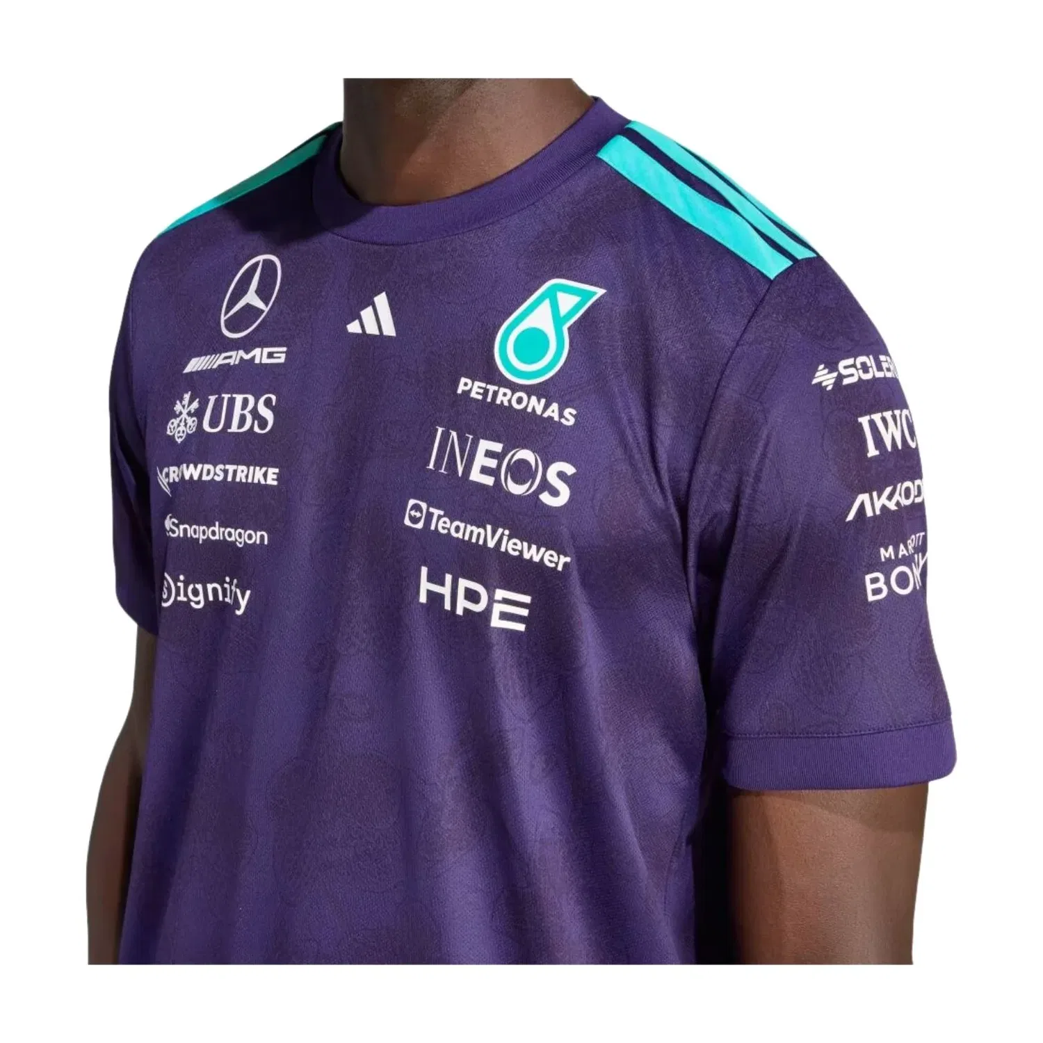 Мужская игровая майка Mercedes AMG Petronas F1 Vanda Bloom Driver Jersey Asia Sizing 'Dark Purple' adidas, Dark Purple — фото 4