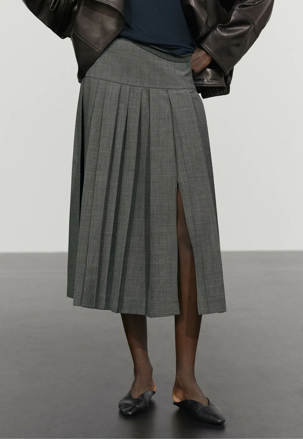 Плиссированная юбка Massimo Dutti, Dark Grey