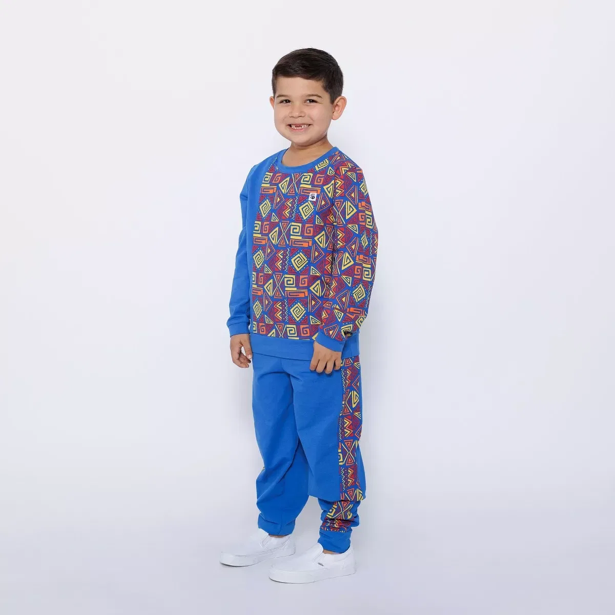 Детский комплект свитшота и джоггеров для мальчиков цвет-блок Mixed Up Clothing, Blue Multicolor — фото 3