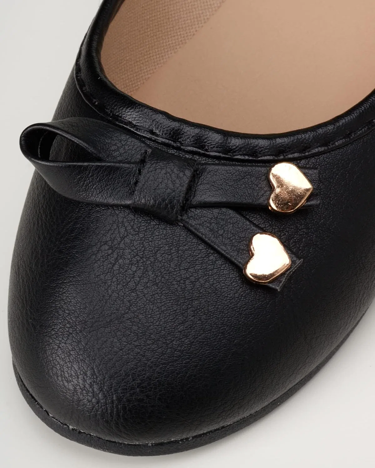 Детские туфли-балетки с блестящим бантом Classic Leatherette KENSIE GIRL, Black Bow — фото 3