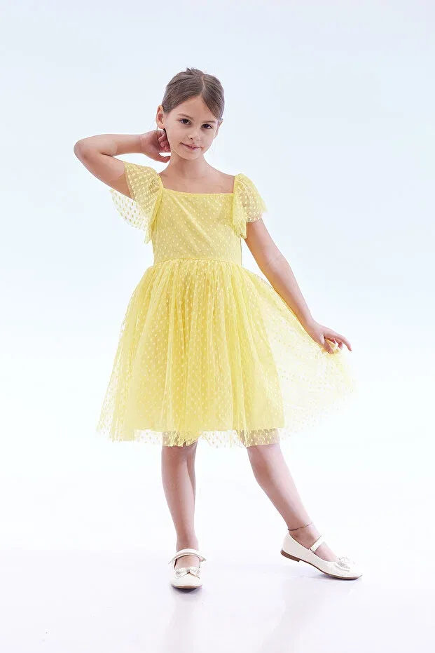 Детское платье для девочек с коротким рукавом Ahengim Kids, Yellow