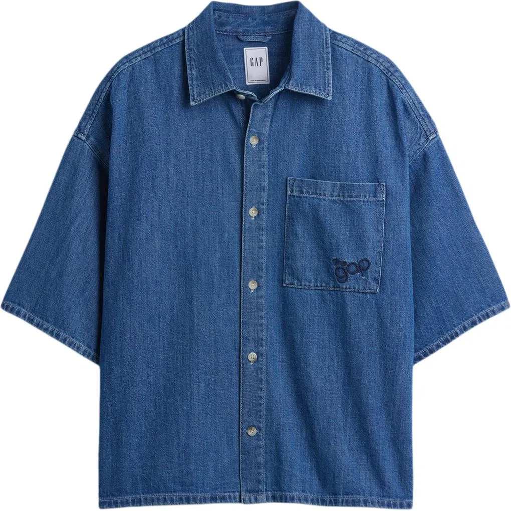 Мужская рубашка с длинным рукавом Moderate Indigo GAP