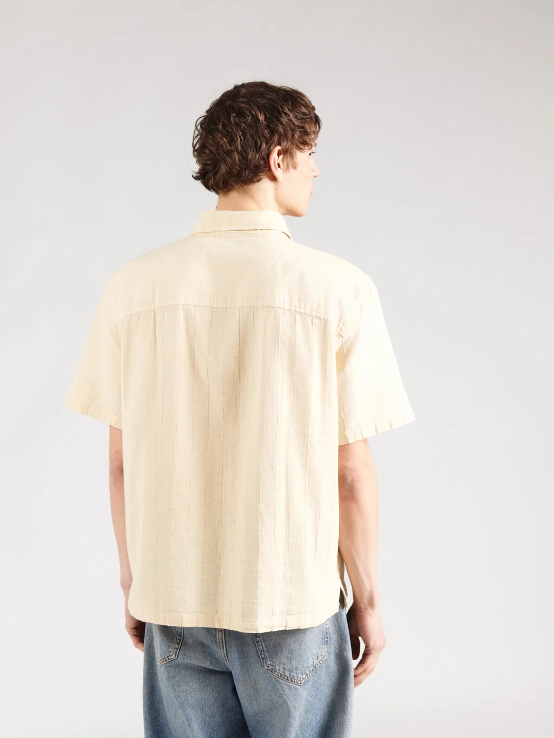 Рубашка Gap Comfort fit на пуговицах, пастельно-желтого цвета — фото 4