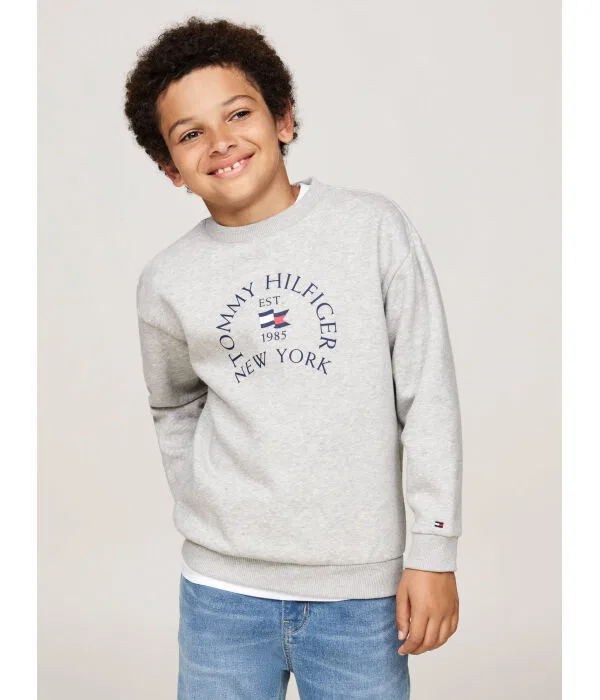Детский пуловер из футера Tommy Hilfiger, серый