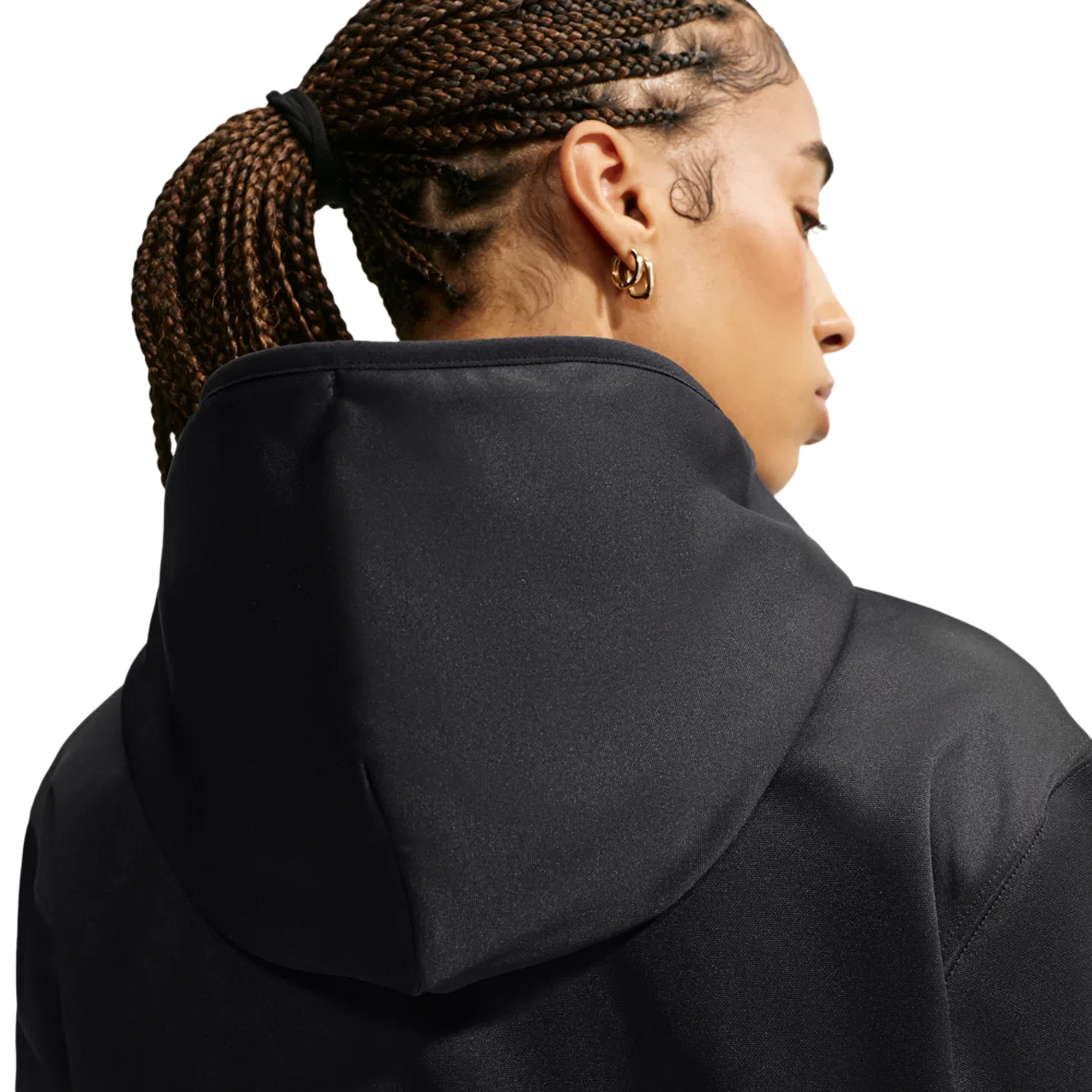 Женская толстовка с капюшоном и технологией Therma-FIT Nike Studio Fleece Sport Full Zip, черный/белый — фото 2