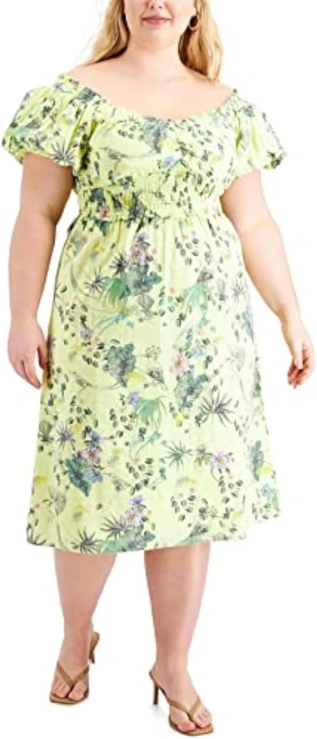Женское плюс-сайт платье миди Raina International Concepts, Bright Yellow