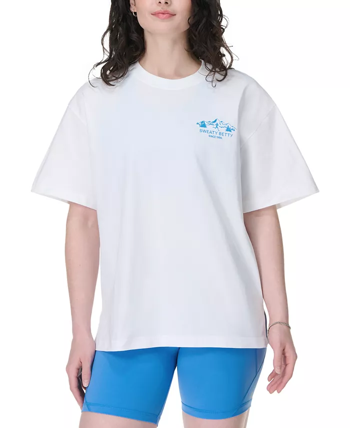 

Женская хлопковая футболка с логотипом Explore More Sweaty Betty, белый