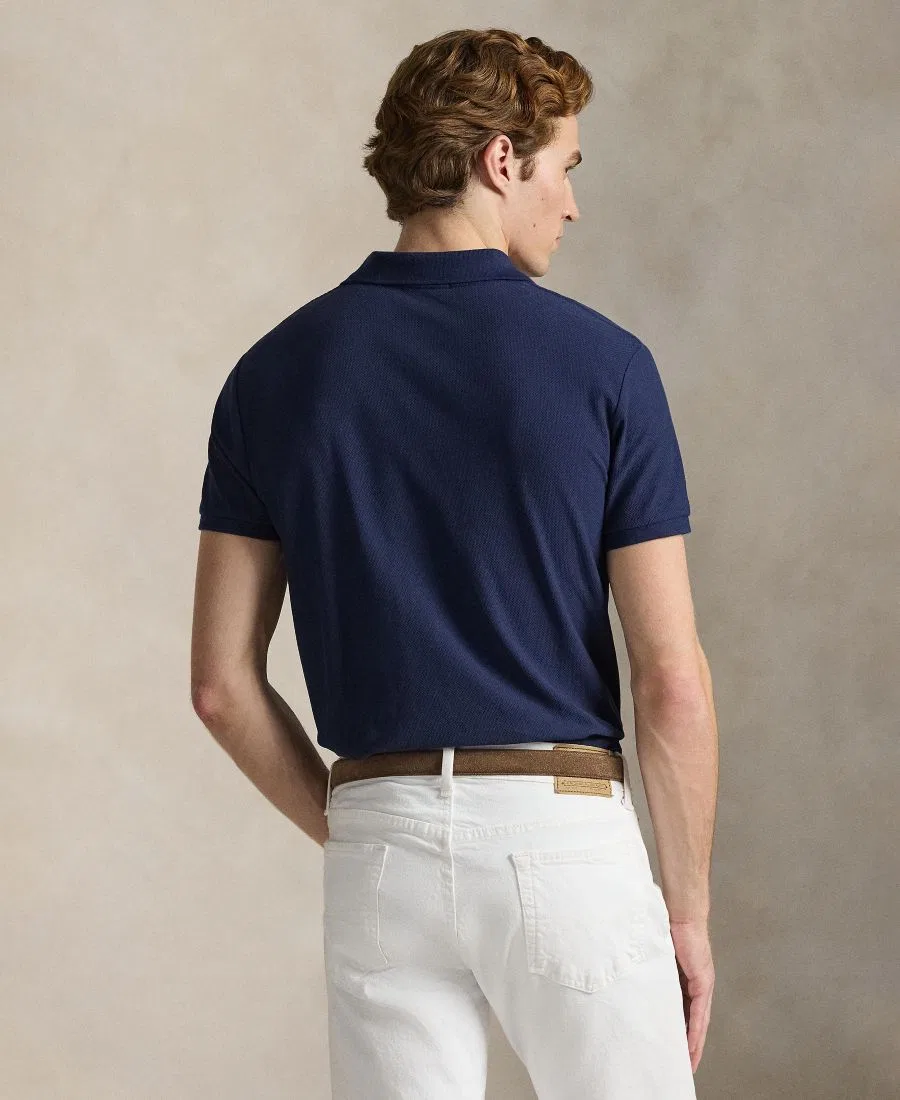 Мужское поло с коротким рукавом Custom Slim-Fit Honeycomb-Mesh Polo Ralph Lauren, Cruise Navy — фото 2