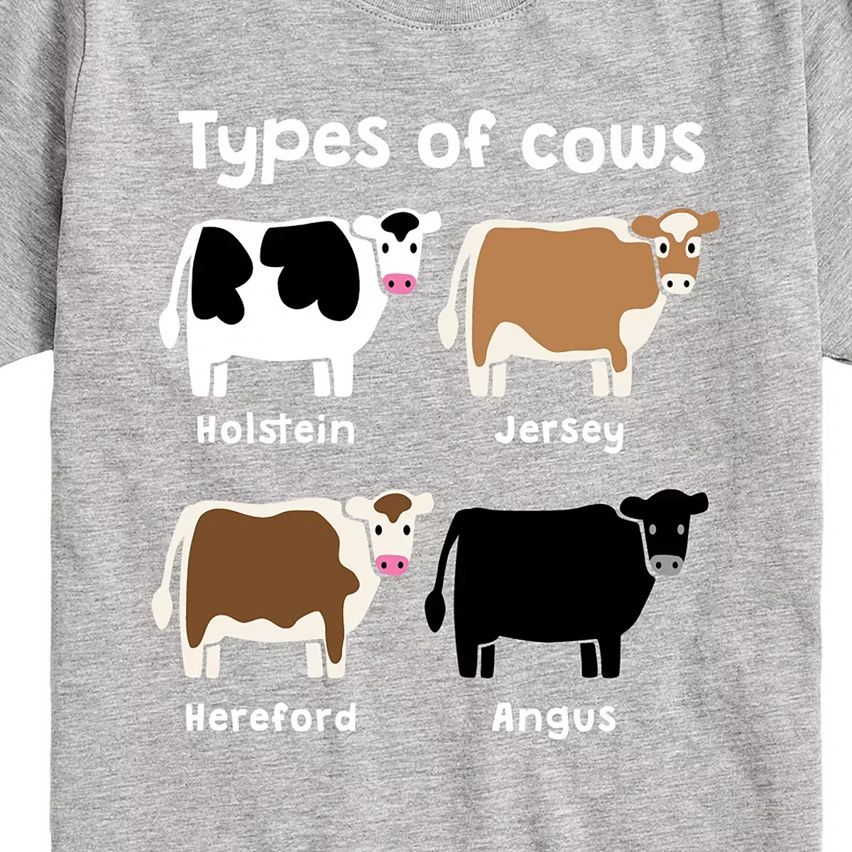 Детская футболка с коротким рукавом с принтом Types of Cows Instant Message, Athletic Heather — фото 2