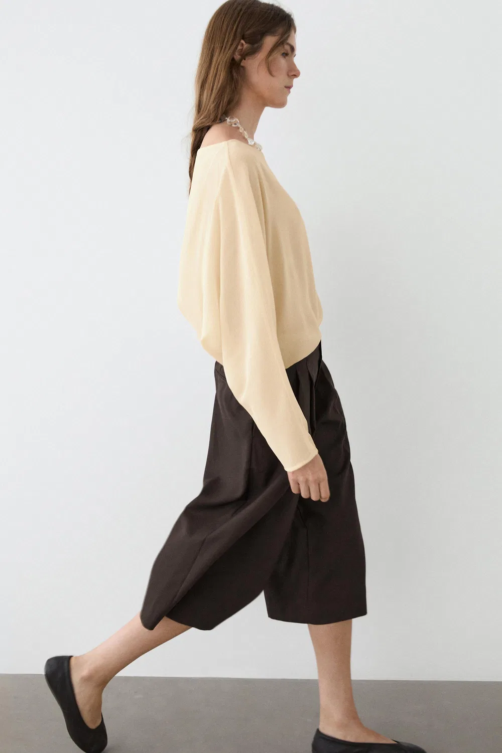 Струящаяся полупрозрачная рубашка Massimo Dutti, Mustard — фото 3