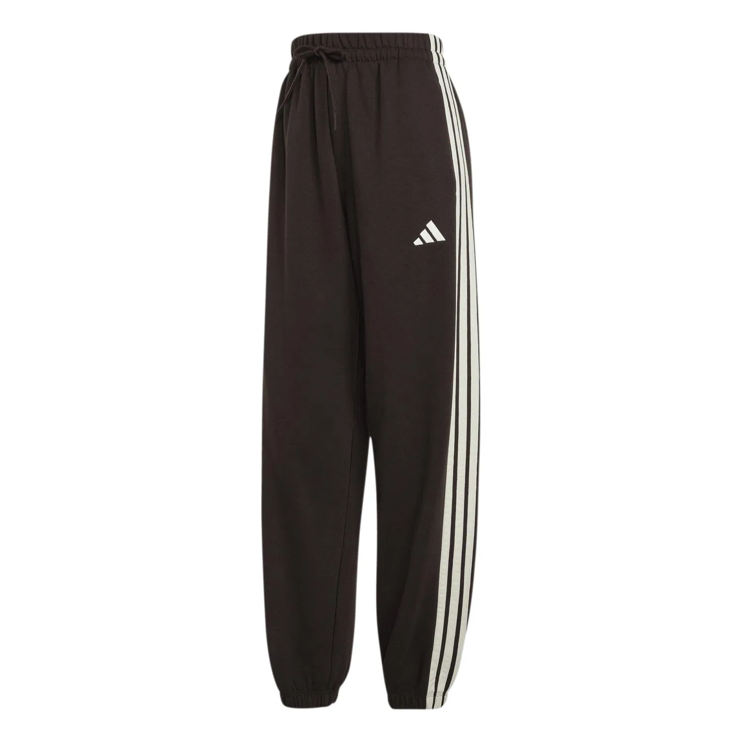 Женские спортивные штаны из флиса с логотипом Adidas Essentials 3S Fleece Loose Pants, Braun Weiss Braun