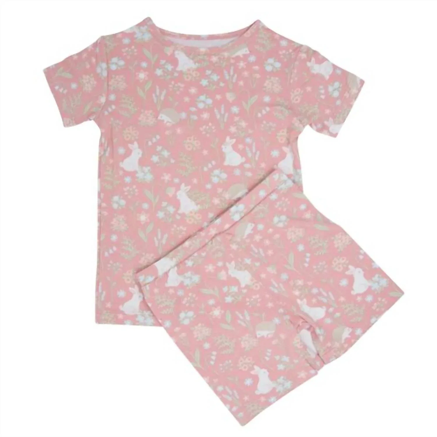 Детский летний комплект пижамы с шортами Woodland Bunny Sweet Bamboo, розовый