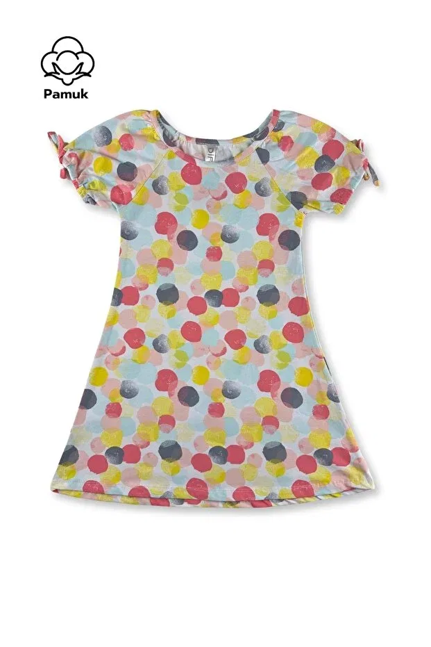 Детское платье для девочек с коротким рукавом-фонарик Difa Kids, Colorful Polka Dots