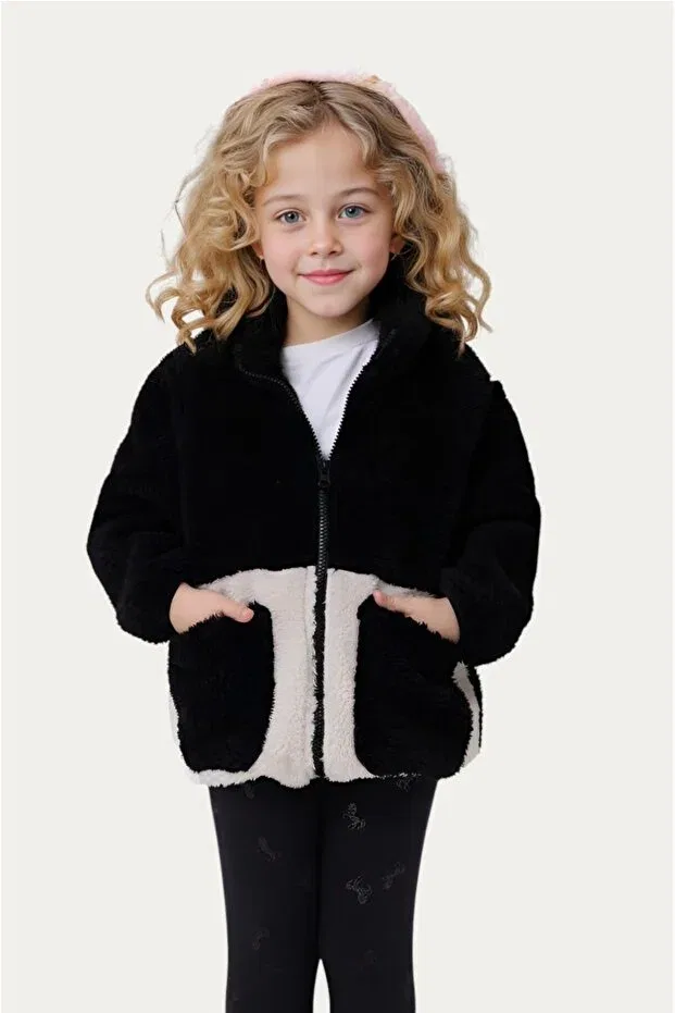 Детское зимнее пальто для девочек из плюша Outriverkids, Black