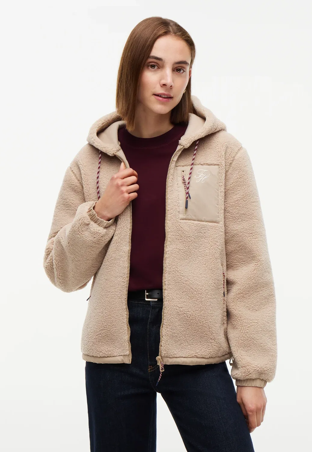 Куртка с капюшоном - флисовая куртка Tommy Hilfiger, Beige
