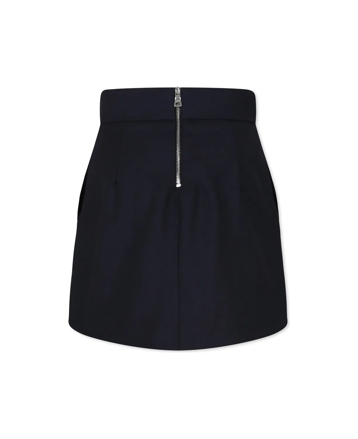 Юбка из шерстяной смесовой ткани с тиснеными пуговицами Kids Embossed Buttons Wool-Blend Skirt Balmain, Blue — фото 2