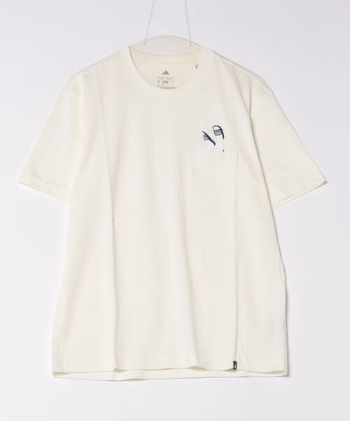 

Футболка adidas, приталенная, с карманом, кремовая