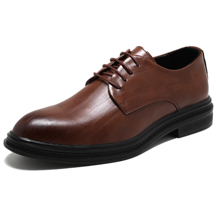 

WEISHIBANGWEI Мужские туфли для костюма коричневые со скрытой платформой, цвет Brown Hidden Wedge