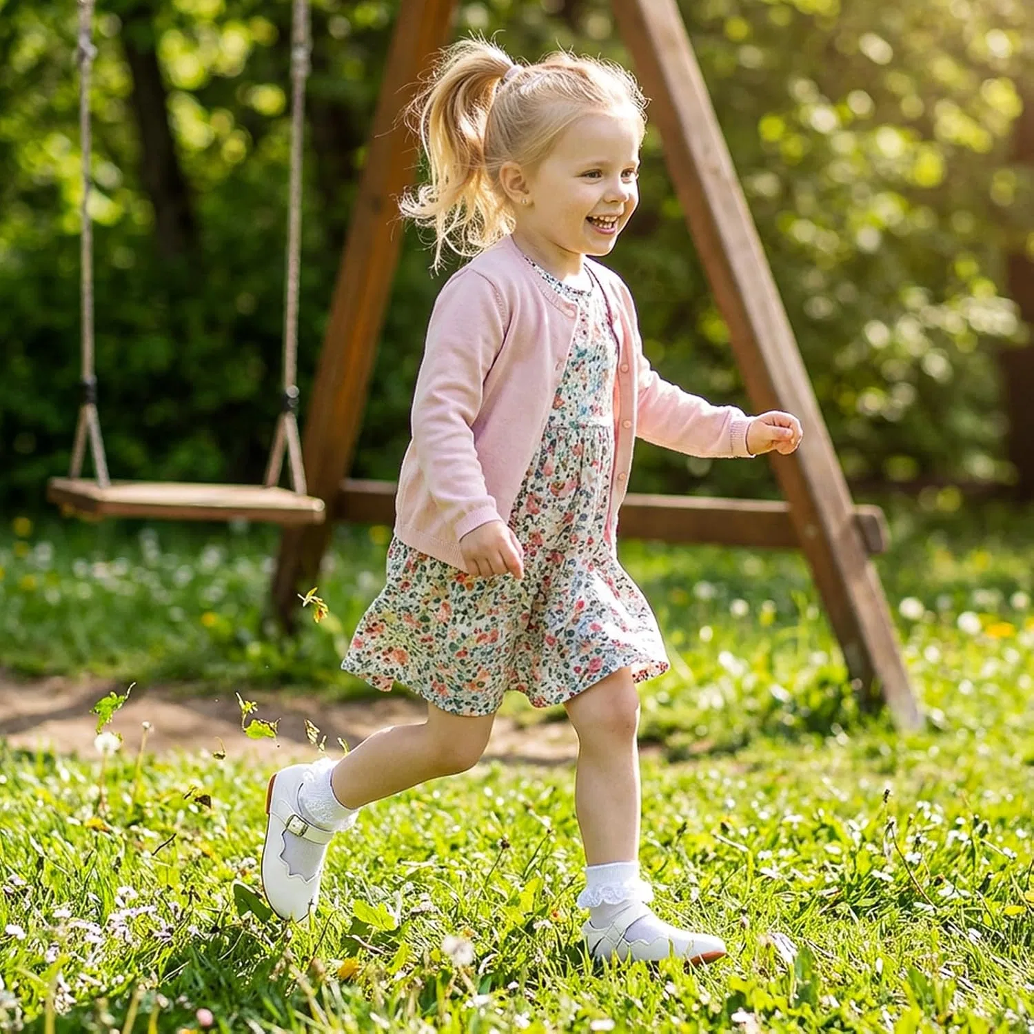 Детские балетки Мэри Джейн для девочек Flower Girl Dress Shoes KDVOG, White — фото 3