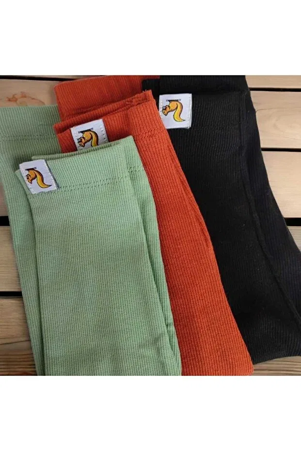 Детские для девочек комплект колготок с принтом 3-Pack camisole ribbed tights Bebeğime Çorap, Mint-Tile-Black — фото 3