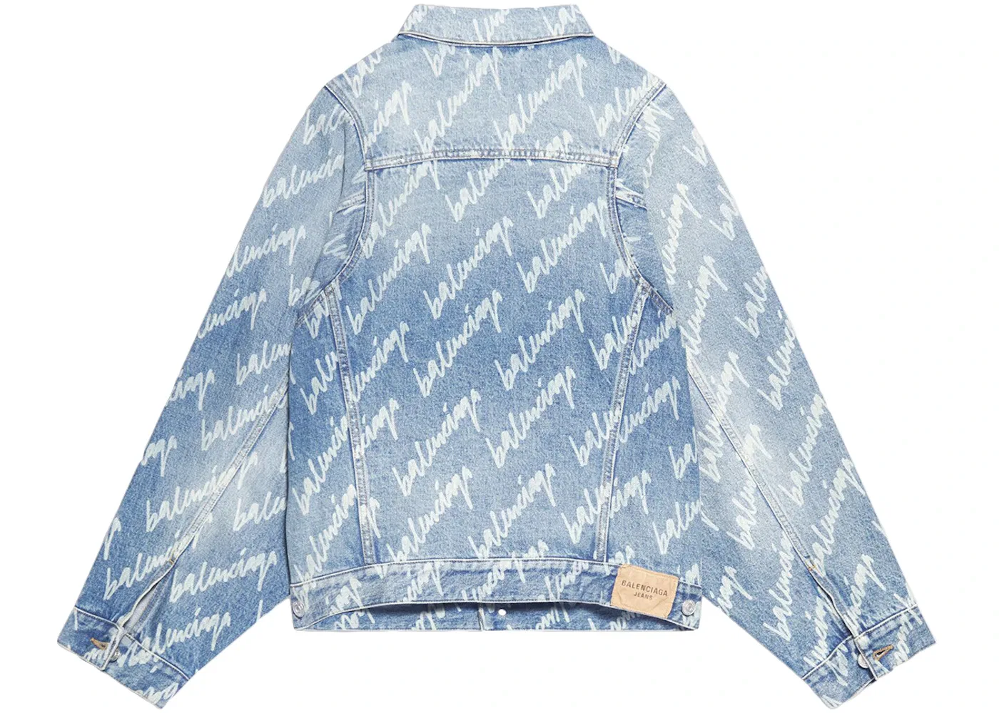 Мужская джинсовая куртка оверсайз с принтом Balenciaga, Indigo — фото 2