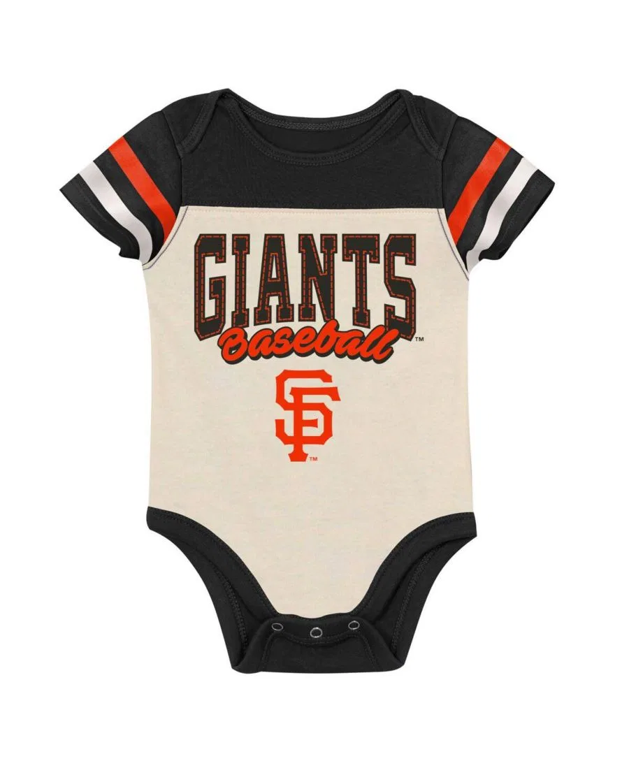 Комплект боди с нагрудником и пинетками San Francisco Giants Up One Outerstuff, White Black — фото 2