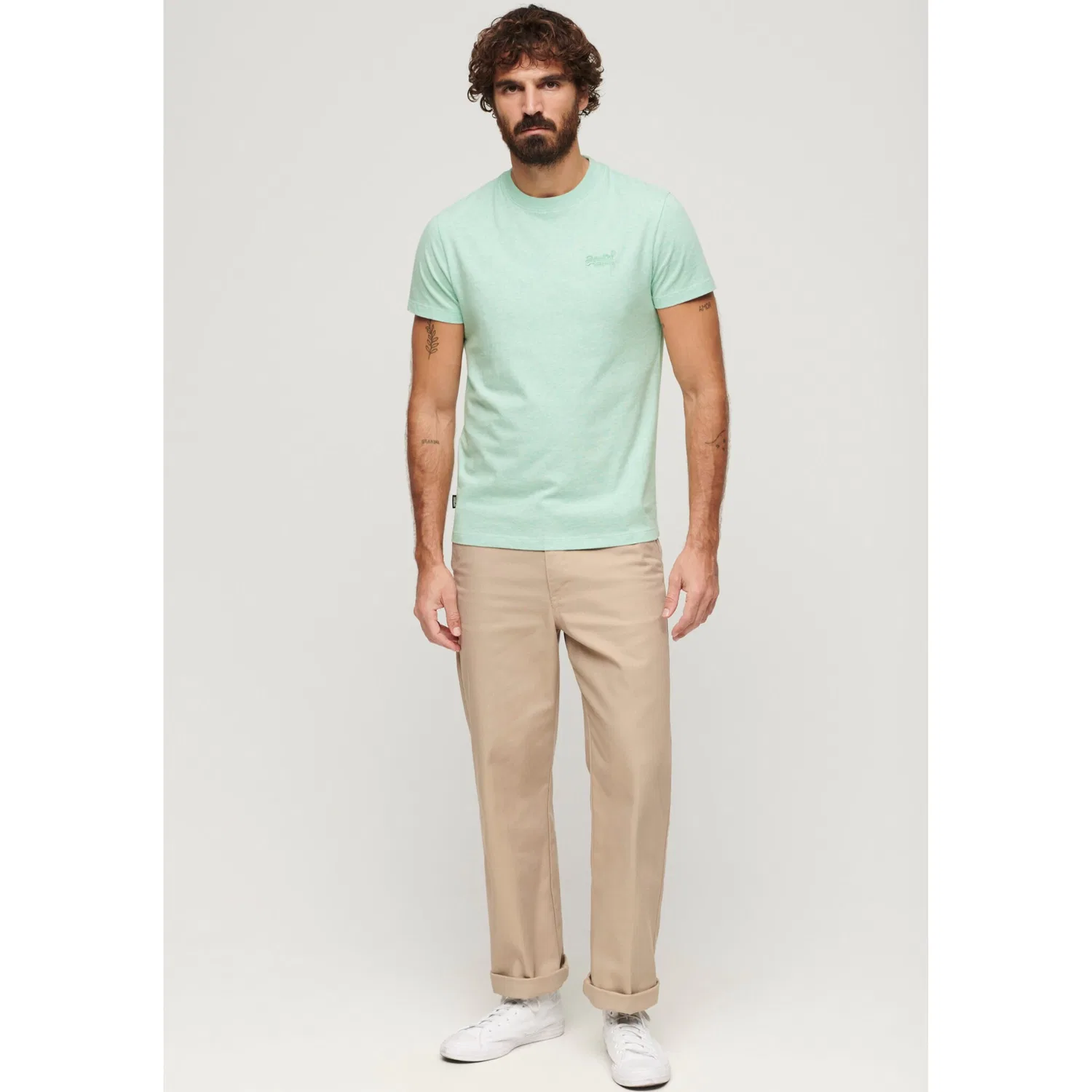 Детская хлопковая футболка с логотипом Superdry, Light Mint — фото 3