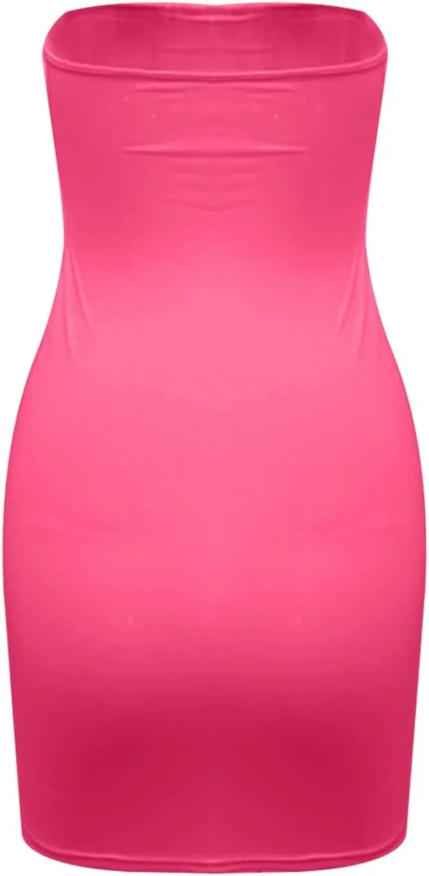 Женское мини-платье бодикон труба без бретелек, Pink — фото 2