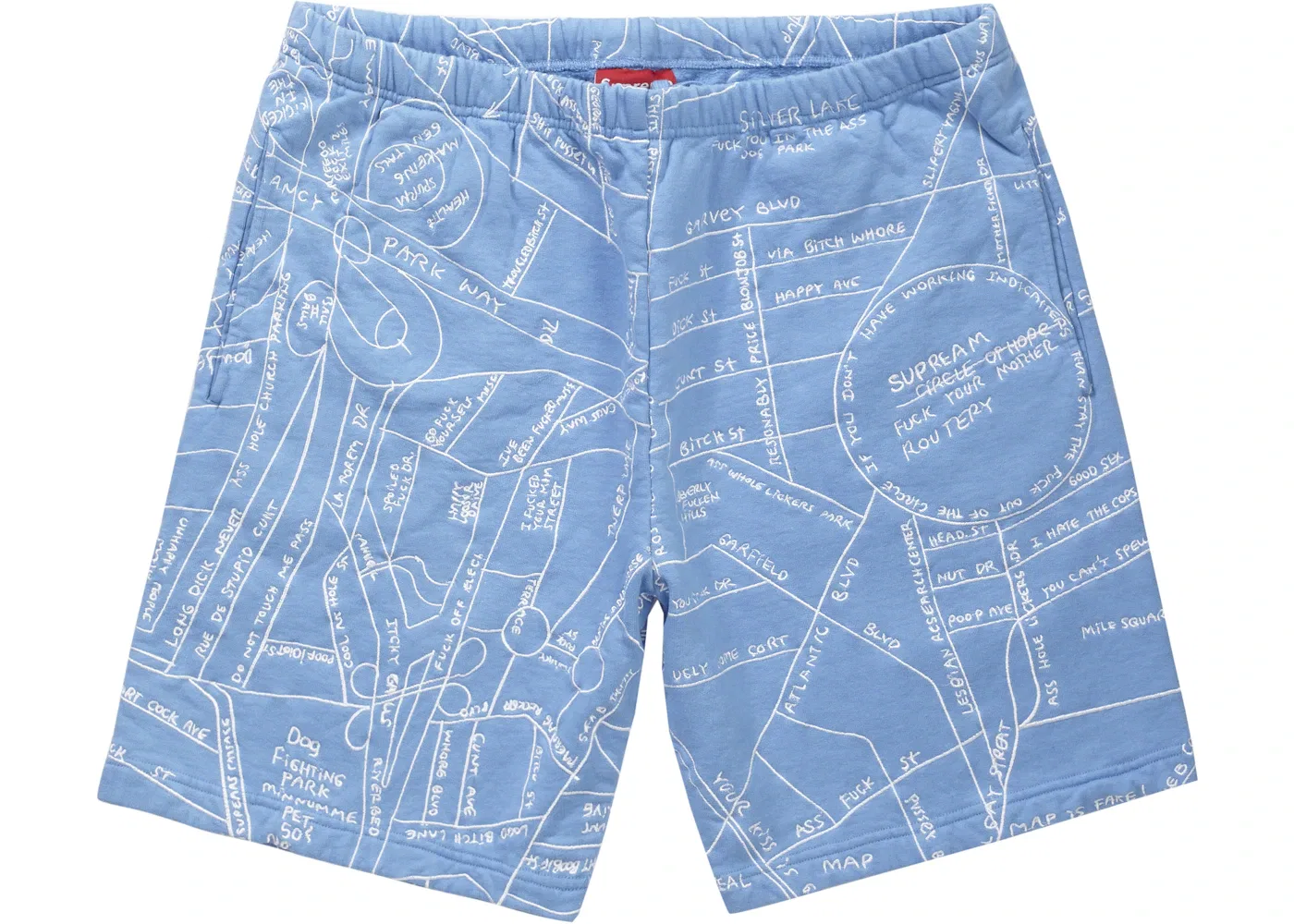 Мужские шорты с вышивкой Gonz Embroidered Map Supreme, Columbia Blue