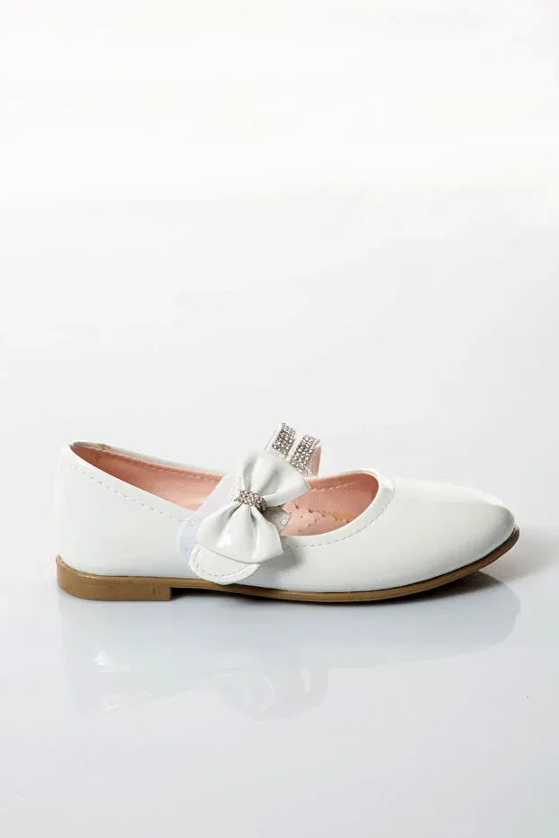 Детские балетки для девочек лакированные Babet Shoes Time, White